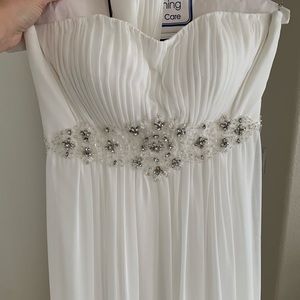 White chiffon maxi dress with beaded belt
